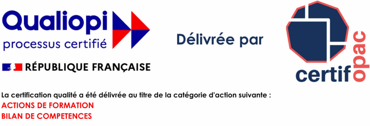 Certification Qualiopi - Actions de formation et Bilan de compétences - Délivrée par CertifOpac
